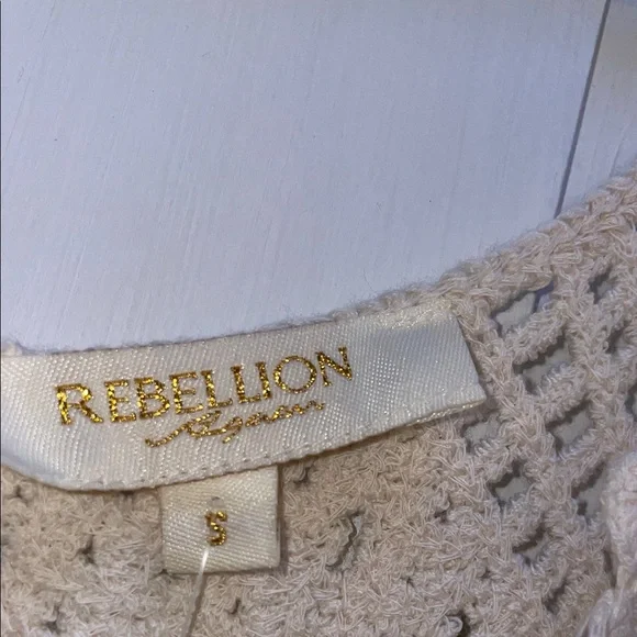 Rebellion Cream Crochet Crop Top with Red Cherry Accents - Picture 2 of 5